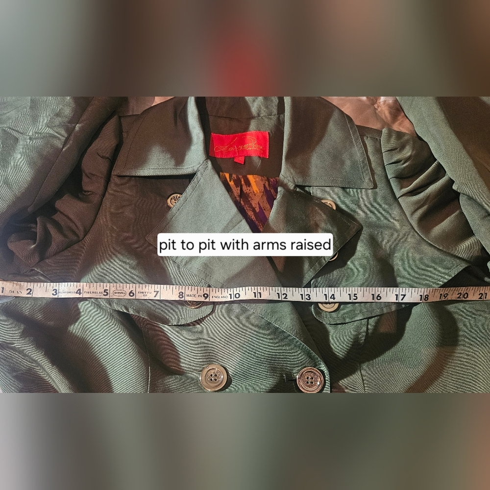 Louise Roe Olive Green Beautifully Lined Trench Coat - Picture 8 of 14